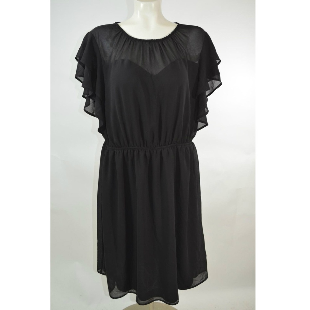 Monteau Dress Plus Size 3X XXX Solid Black Flounce